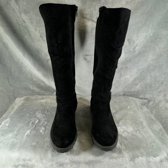 UNR8ED womens Boots 7M Darla black suede zip up with decorative buckle strap at - Picture 9 of 16